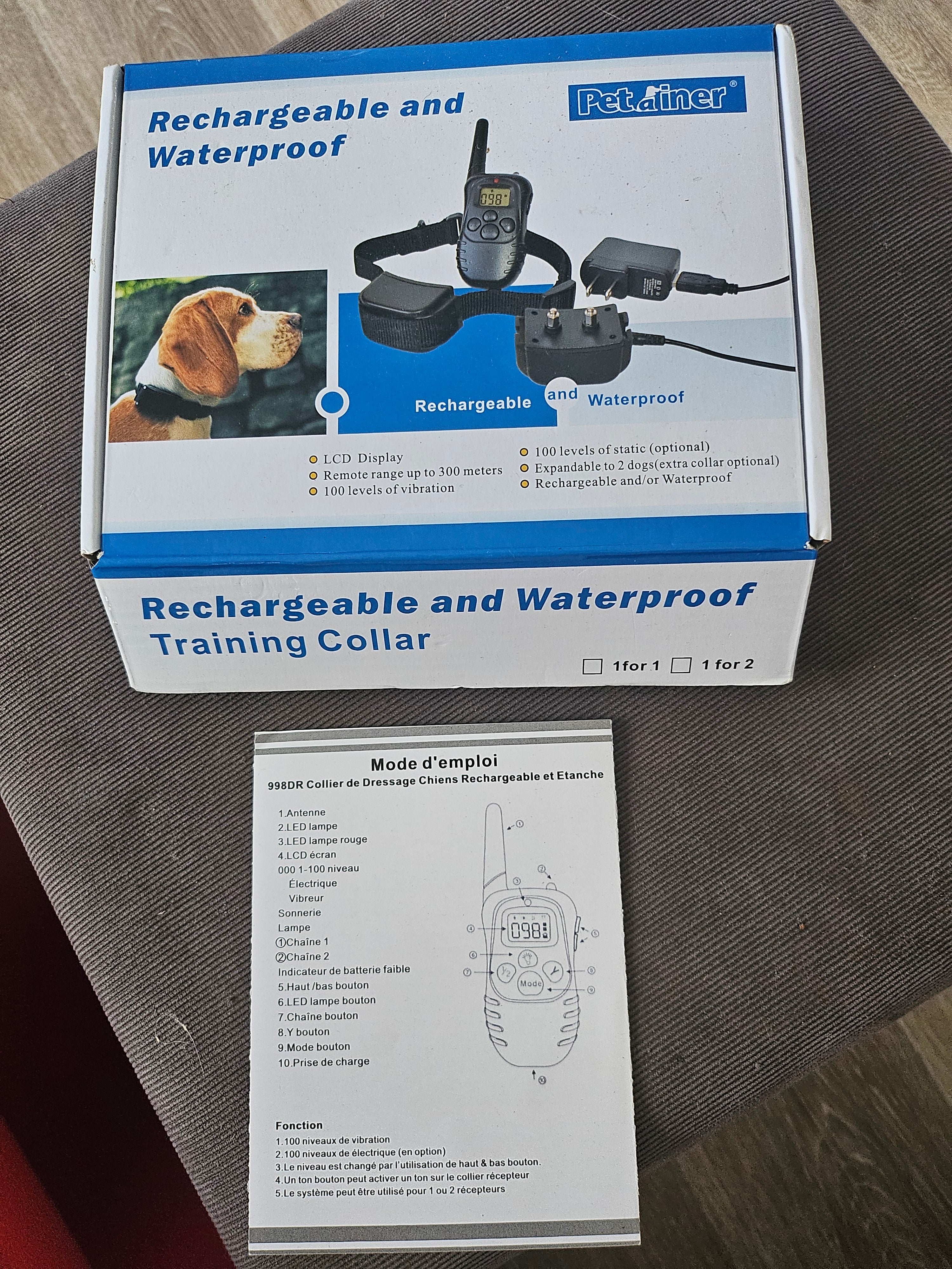 COLLIER D'APPRENTISSAGE PET998DR RECHARGEABLE ET WATERPROOF COMPLET